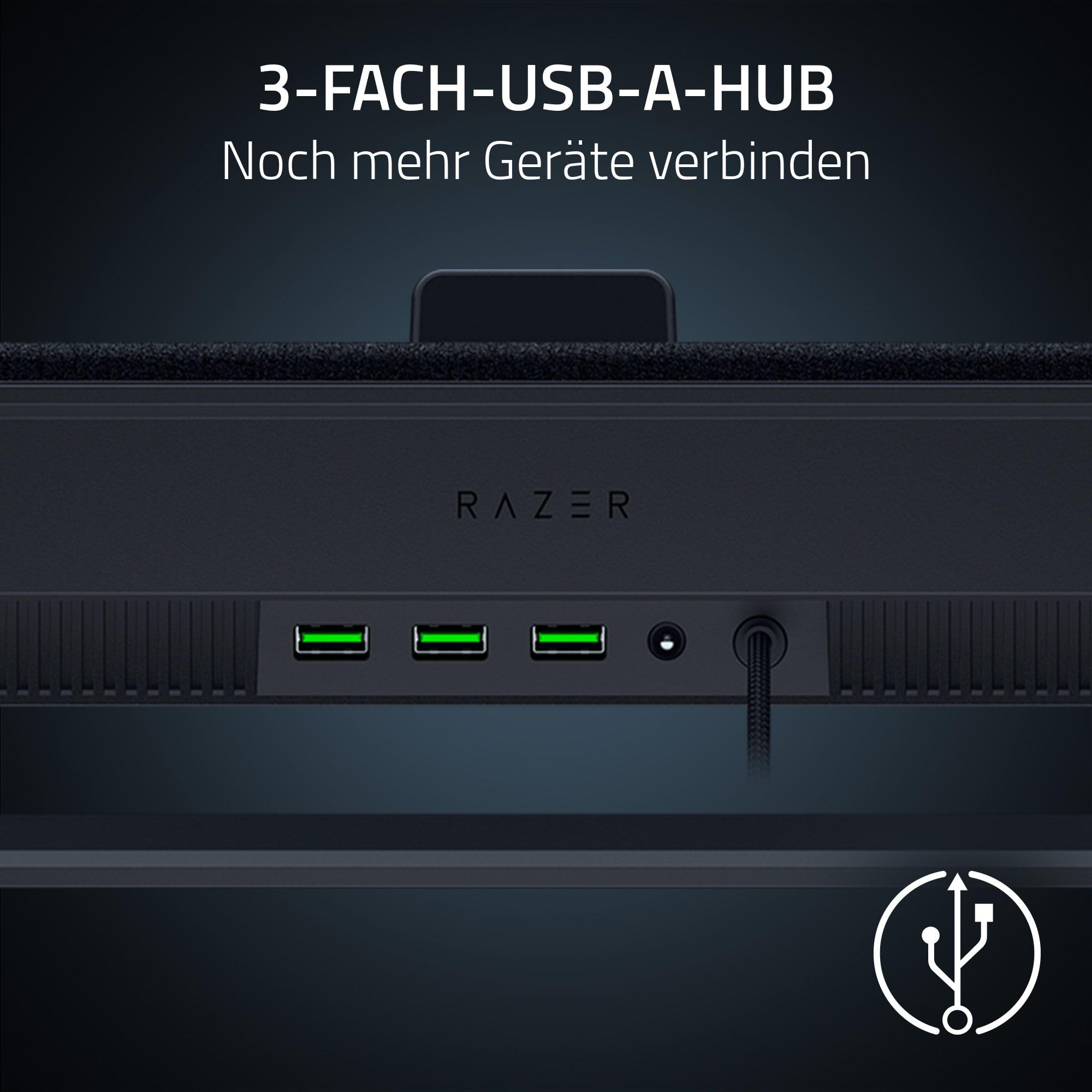 Razer Laptop Cooling Pad - Smart Cooling Laptop-Ständer für 14" bis 18" Zoll Laptops - luftdichte Druckkammer (benutzerdefinierte Lüfterkurven, 3-Port USB-A Hub, Multifunktionstasten) Schwarz