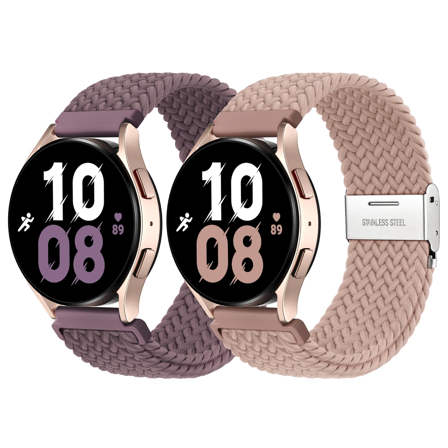 Knossen Sport Loop Bands Compatible for Galaxy Watch 6 Band, Galaxy Watch 5 Band, Galaxy Watch 4 Band, NON-SLIP 20MM Watch Bands for Galaxy Watch 6 4 Classic, Watch5 Pro, Watch3 41mm, 2 PACKS