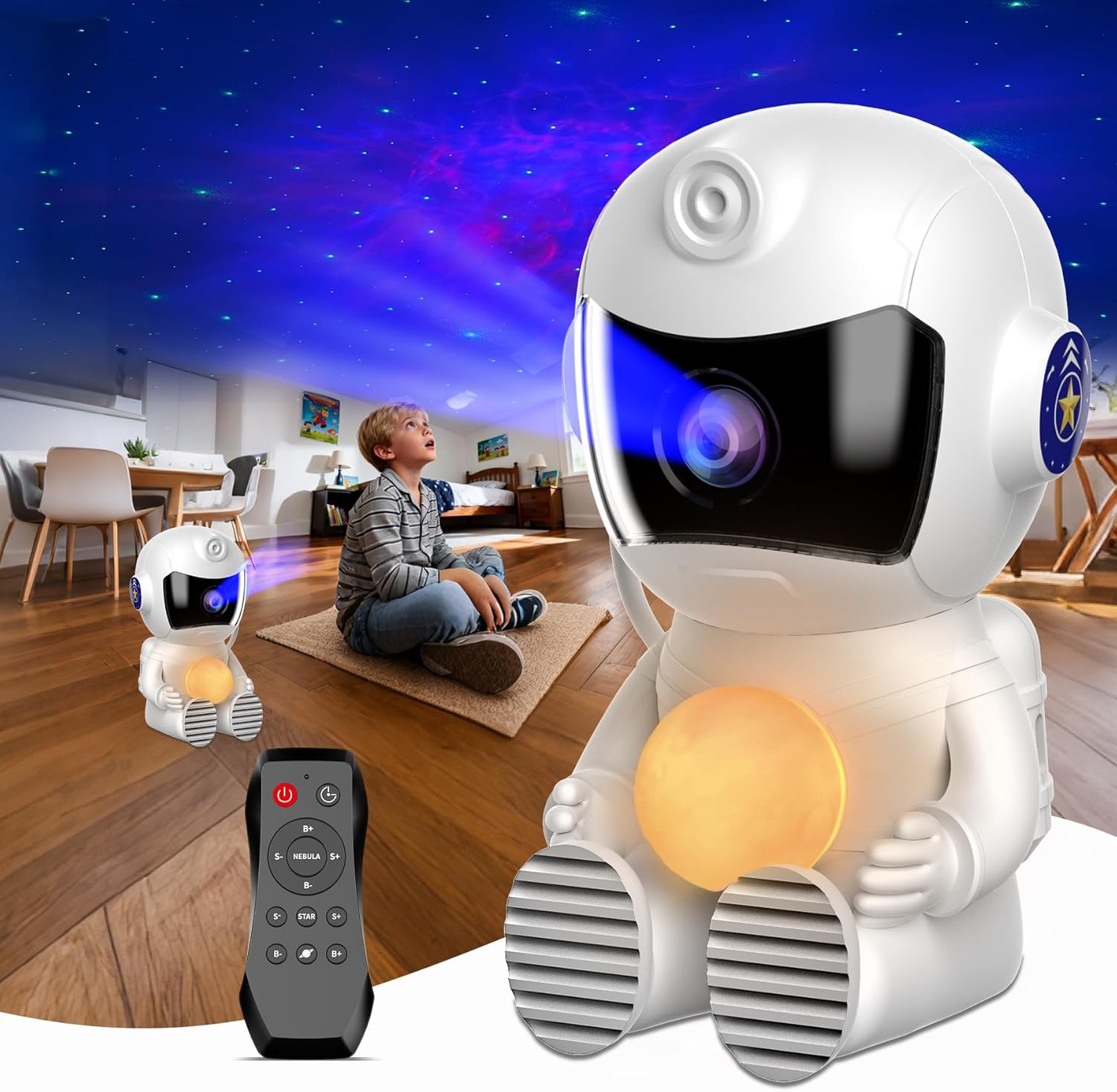 Astronaut Galaxy Star Projector Night Light, Starlight Space Nebula Sky Starry Ceiling LED Lamp with Timer and Remote, Home Bedroom Decor,Christma Birthday Halloween Gifts for Kids Boy Teen Baby