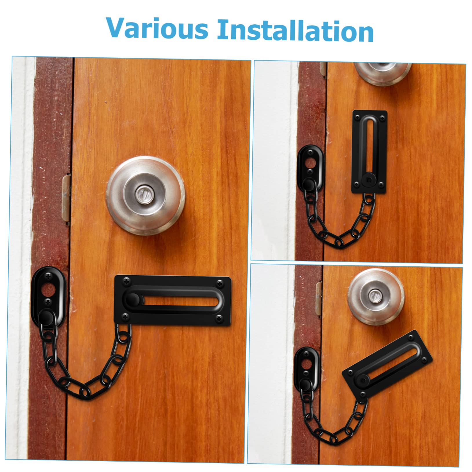 Operitacx Cerradura de Cadena de Puerta Antirrobo, Bloqueador de Puertas Antirrobo, Acero Inoxidable, 4 Piezas, Fácil Instalación para Casas y Apartamentos
