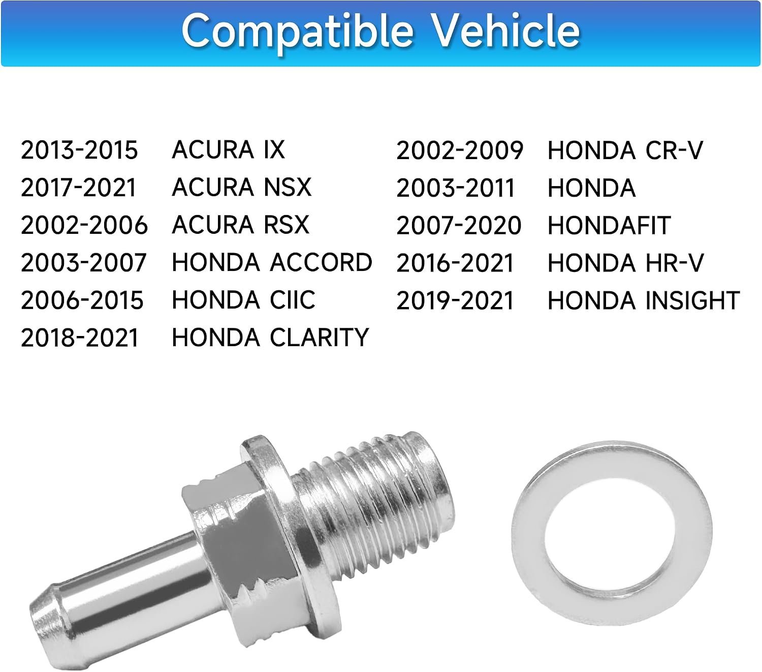 045-0357 PCV Valve Replacement for Honda Accord Civic CR-V 2.4L 1.5L 1.8L 2.0L 3.0L, Fits Acura ILX RSX, Positive Crankcase Ventilation Valve 17130-PND-A01 with Oil Crush Washer