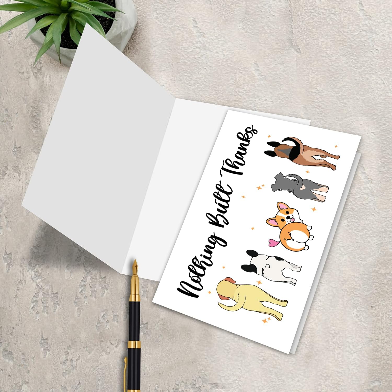 Cute Dog Thank You Card for Teachers Boss Friends, Funny Appreciation Gifts for Women Men, Veterinarian Gifts, Nothing Butt Thanks Pun Card multicolor image 4 of 5 B0CR9X3VC6