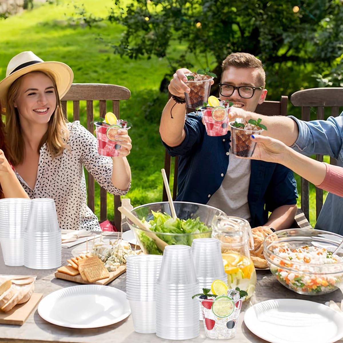 9 oz Clear Plastic Cups, 100 Pack Disposable Crystal Punch Cups for Party,Sturdy Recyclable PET Clear Cocktail Tumblers Wine Cup for Wedding,Birthday,Christmas - Image 7