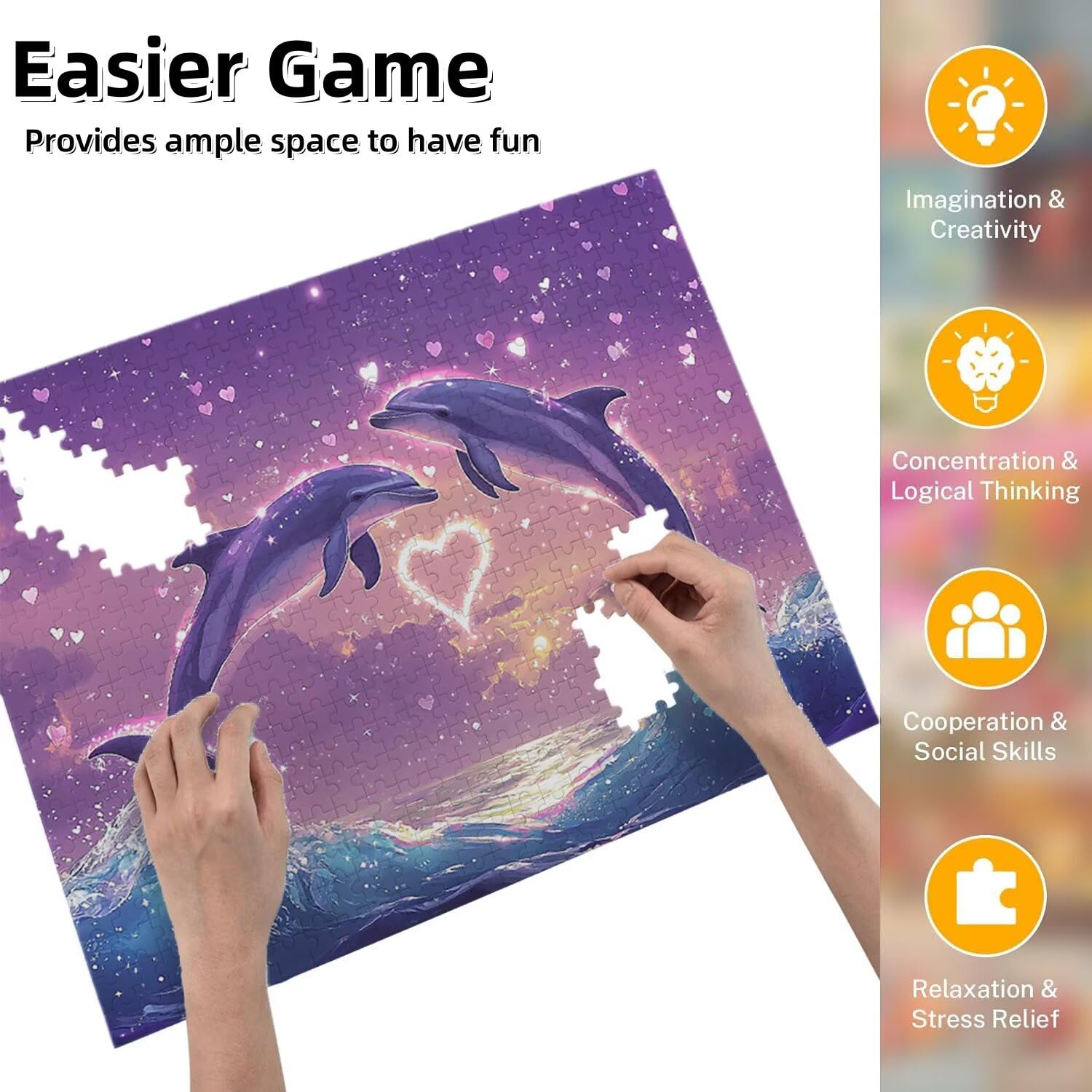 Jigsaw Puzzle, 4000 Pezzi Puzzle Classici, Mare Puzzle Rilassamento Intelligence, Mpossibile Difficile Puzzle Impegnativo per Adulti Puzzle Gioco Familiare, Regalo per Amore Amico Delfini fr0-730