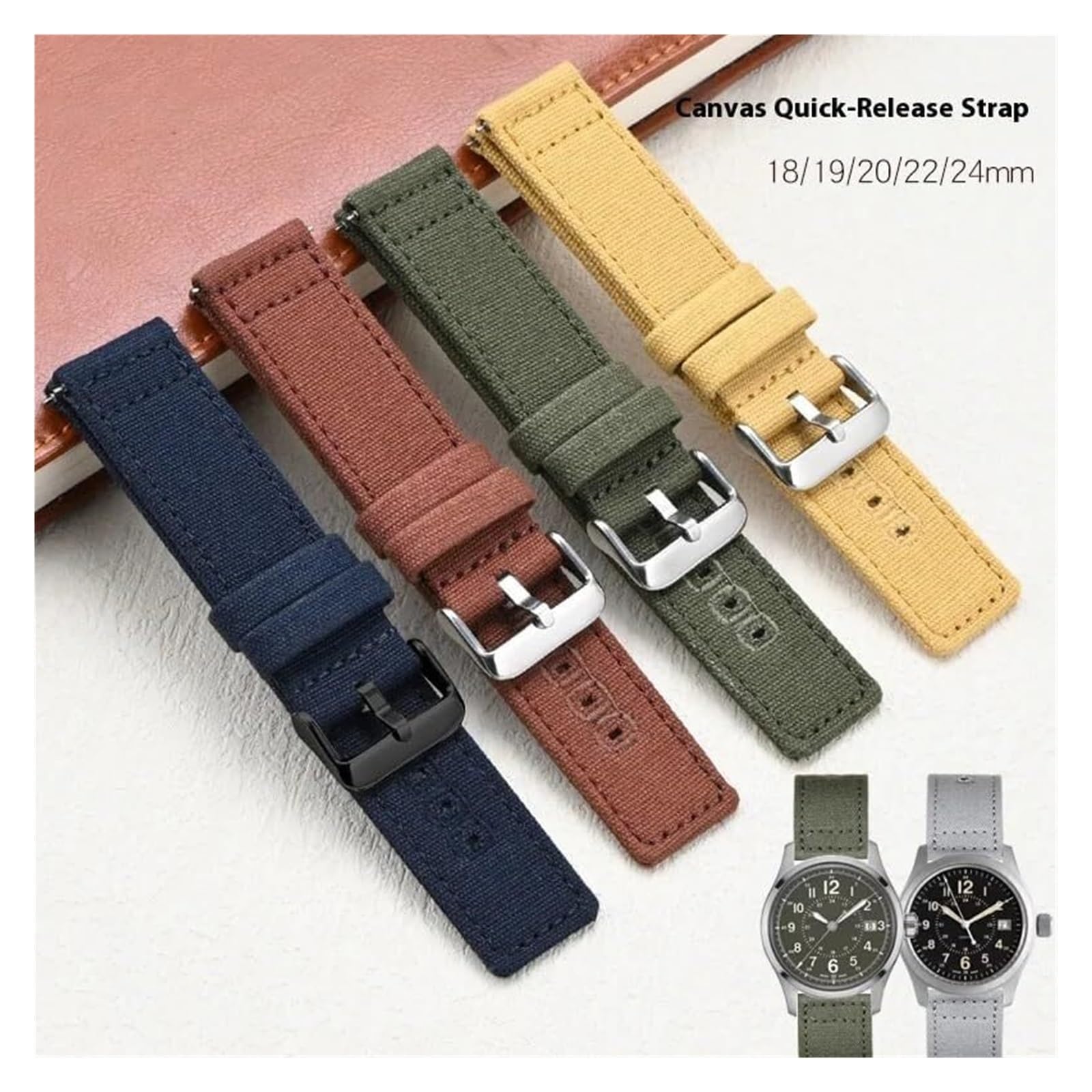 Remplacement du bracelet de la montre intelligente Bracelet en toile de Nylon 18mm 19mm 20mm 22mm 24mm, montre universelle Sport à dégagement rapide