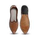 Yash&Co. Men's Traditional Ethnic Leather Juttis Mojaris | Latest Jutis for Men (Brown Dot, Size - 9) gallery image