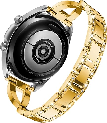 Miniatura 2 de Compatible con Samsung Galaxy Watch 3 1.772in SM-R840 bandas mujeres hombres, 0.866in de liberación rápida de acero inoxidable de metal Bling