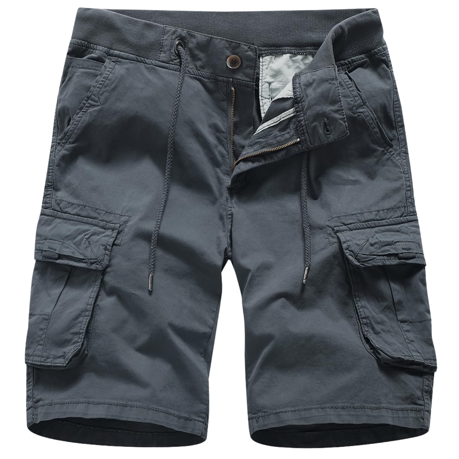 l'monte Imported Men's Cotton Cargo Shorts - Casual Outdoor Wear with Elastic Drawstring Waist and Multi Pockets-picture-51
