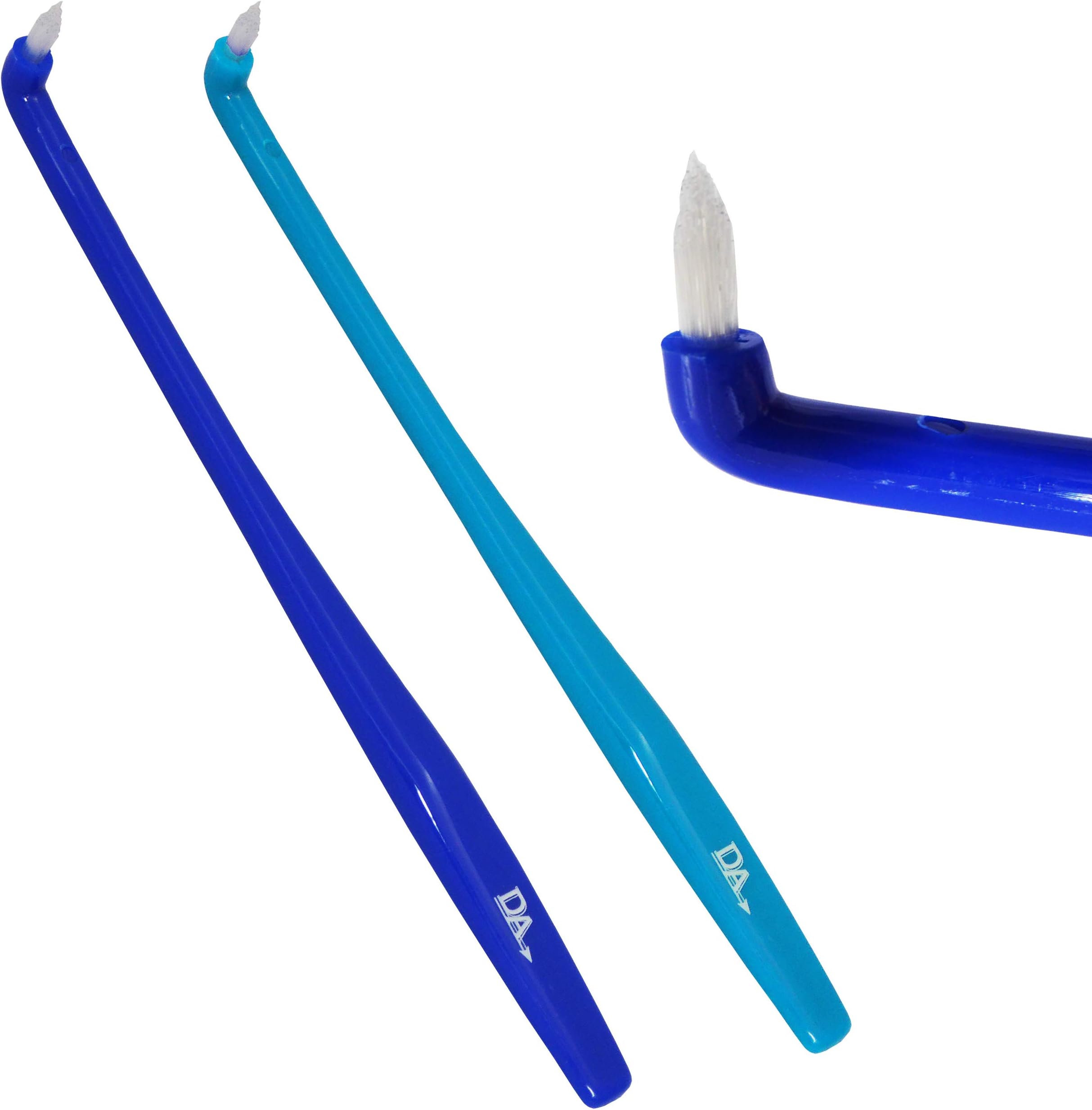 2 x Slim Interspace Toothbrush ~ Blue Brushes for Orthodontic Braces & Bridges