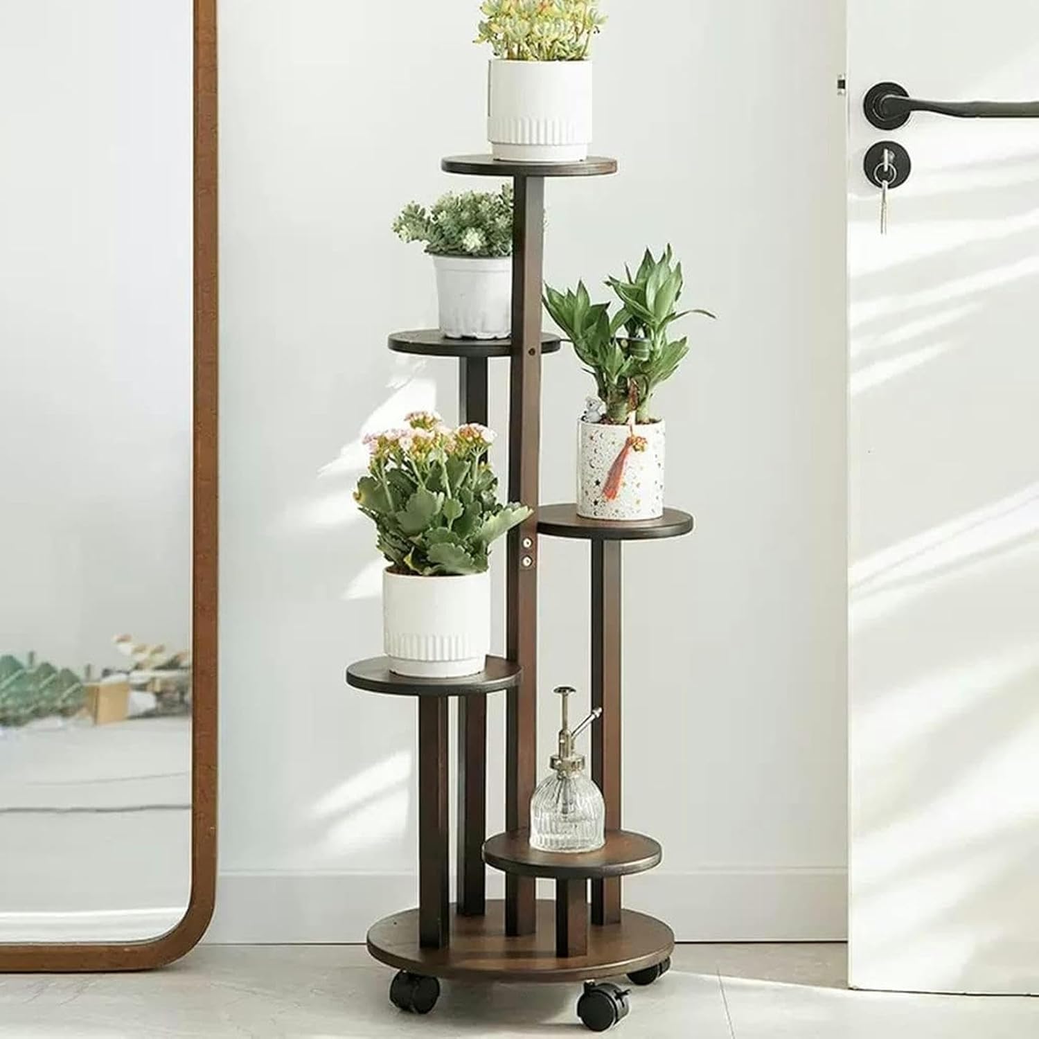 Interior Plants Support Support for Interior Plants with Wheels ， Support for Exterior 5 Level Plants ， Corner Flowers Support ，