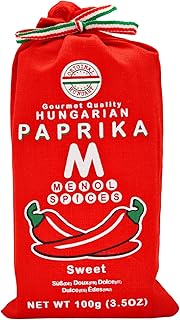 Menol Spices Authentic Hungarian Sweet Paprika Powder (Sweet, 3.5oz / 100g) Gourmet Quality, Produced in region of Szeged, Hungary, Incredible Flavor, Freshly ground