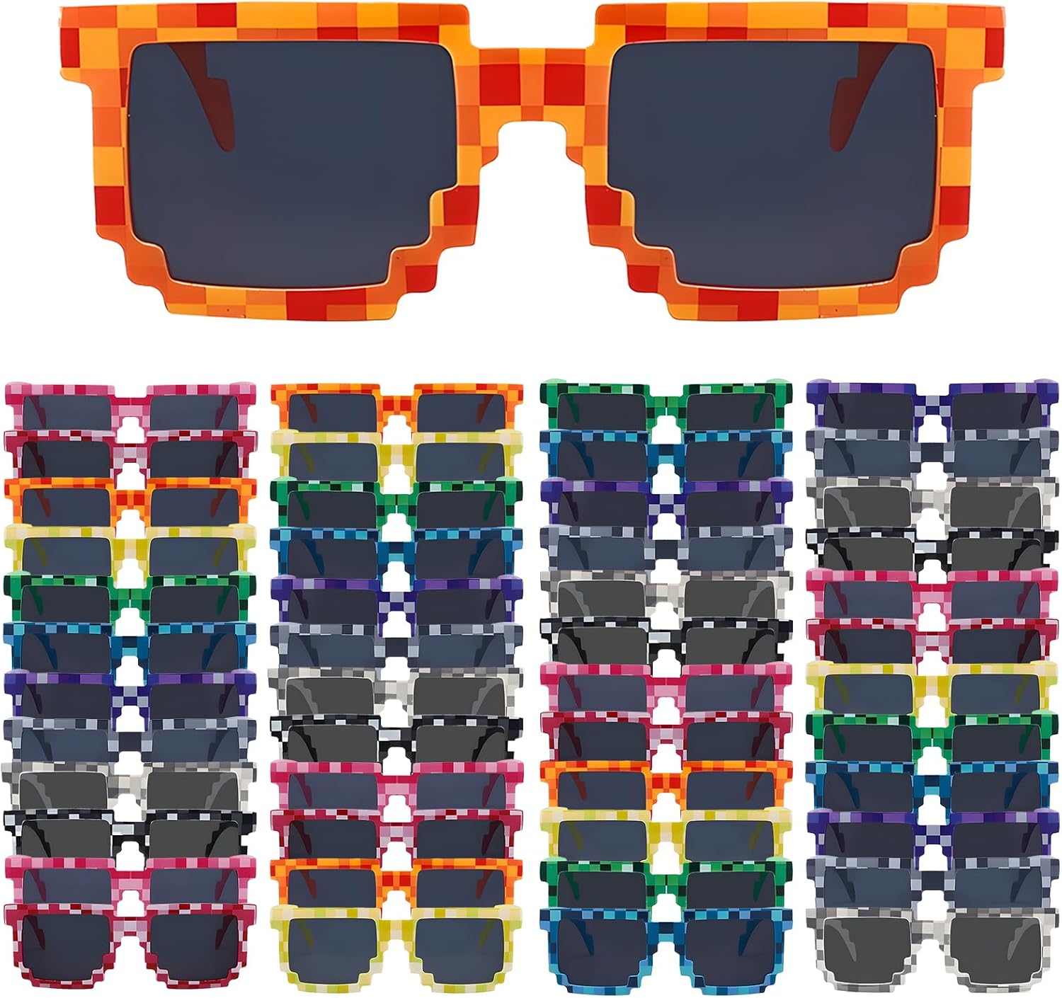 Bulk Pixel Sunglasses Color Miner Pixel Glasses for Adult Funny Pixelated Party Sunlasses