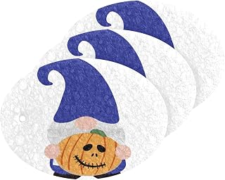 Scrub Sponge Happy Halloween Gnomes Pumpkin Kitchen Washing Dishes Cleaning Sponges Non Scratch Sponge for Dish Countertops Sinks Floors Showers Tile Sinks, 3 Pack