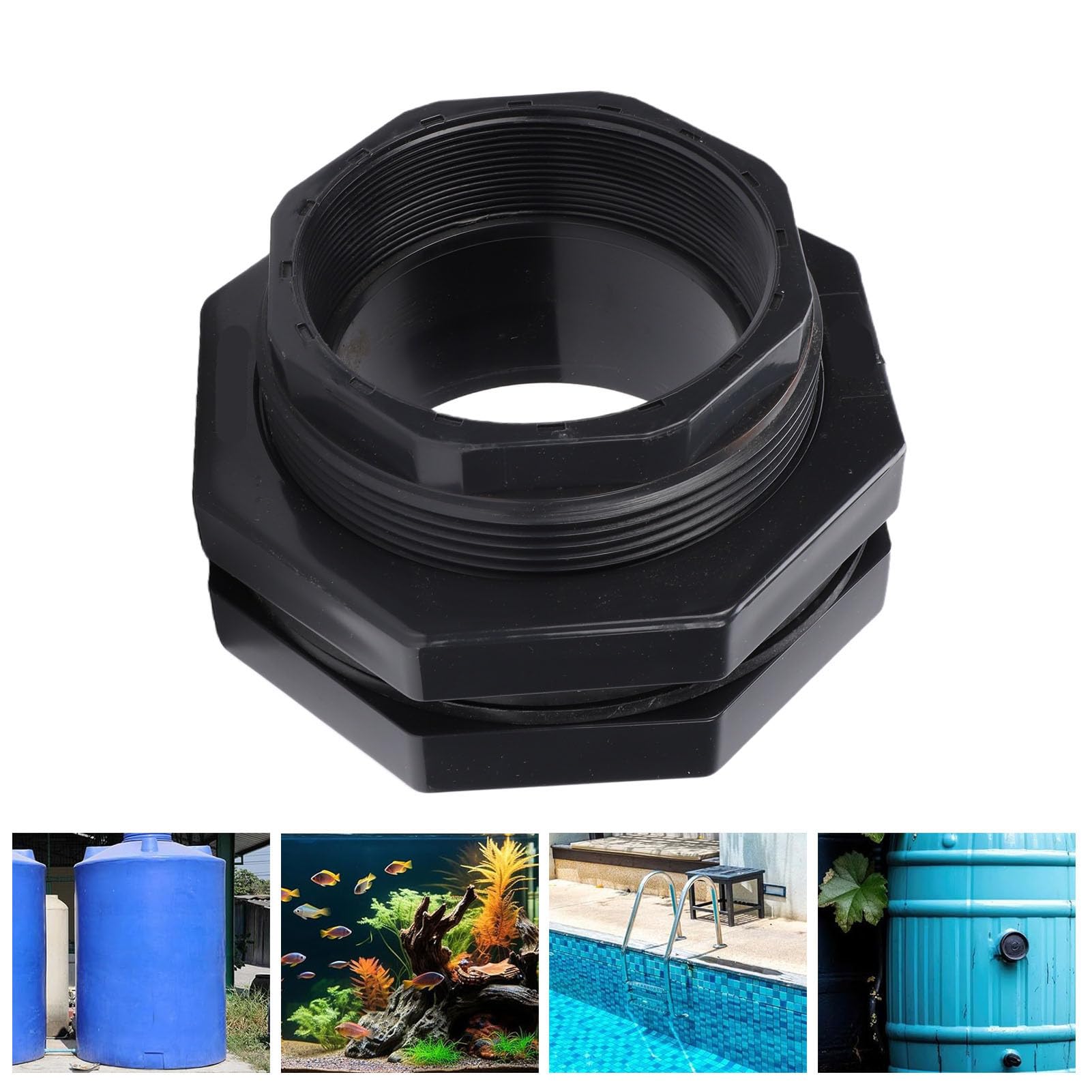 ASHATA Conexión de Tanque de Agua de 3 Pulgadas, Adaptador con Rosca NPT, | Heavy Duty Thru Bulk Pipe Fitting, for Water Tank, Rain Bucket, Aquarium, Bathtub, Pool