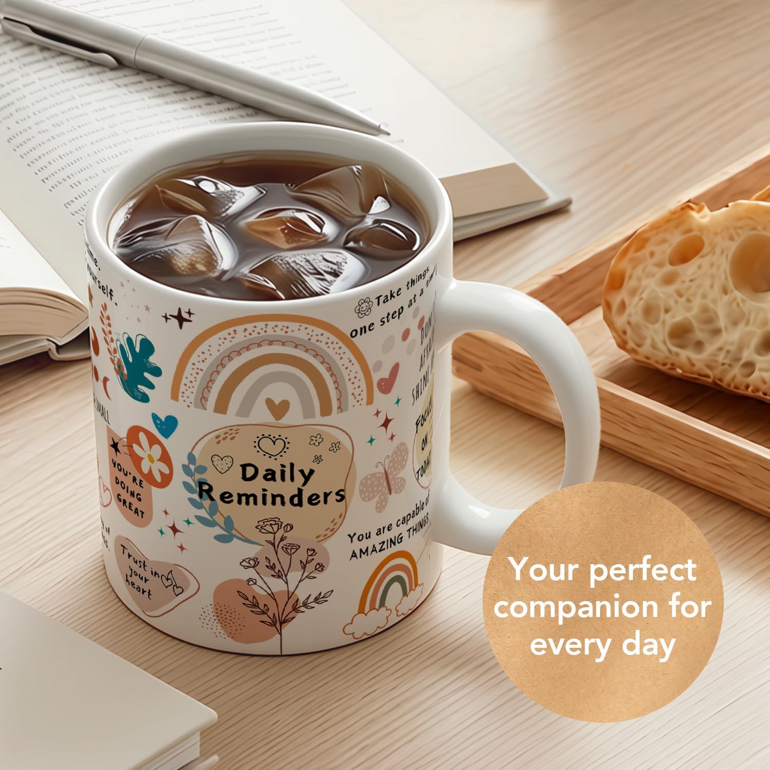 Daily Reminders Coffee Mug, Positive Affirmations Cup with Inspirational Quotes for Women Men Teens Friends Coworkers Students, Encouragement Gifts for Birthday Graduation Housewarming