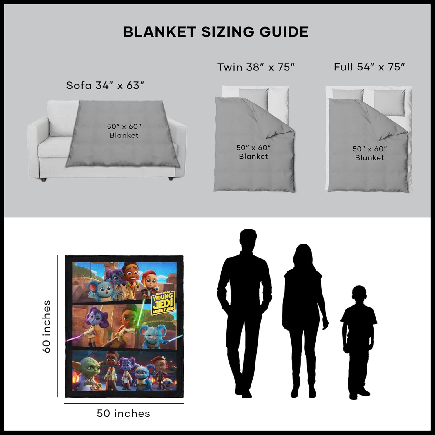 Northwest Star Wars - Young Jedi Adventures Silk Touch Throw Blanket, 50" x 60", Let's Go!