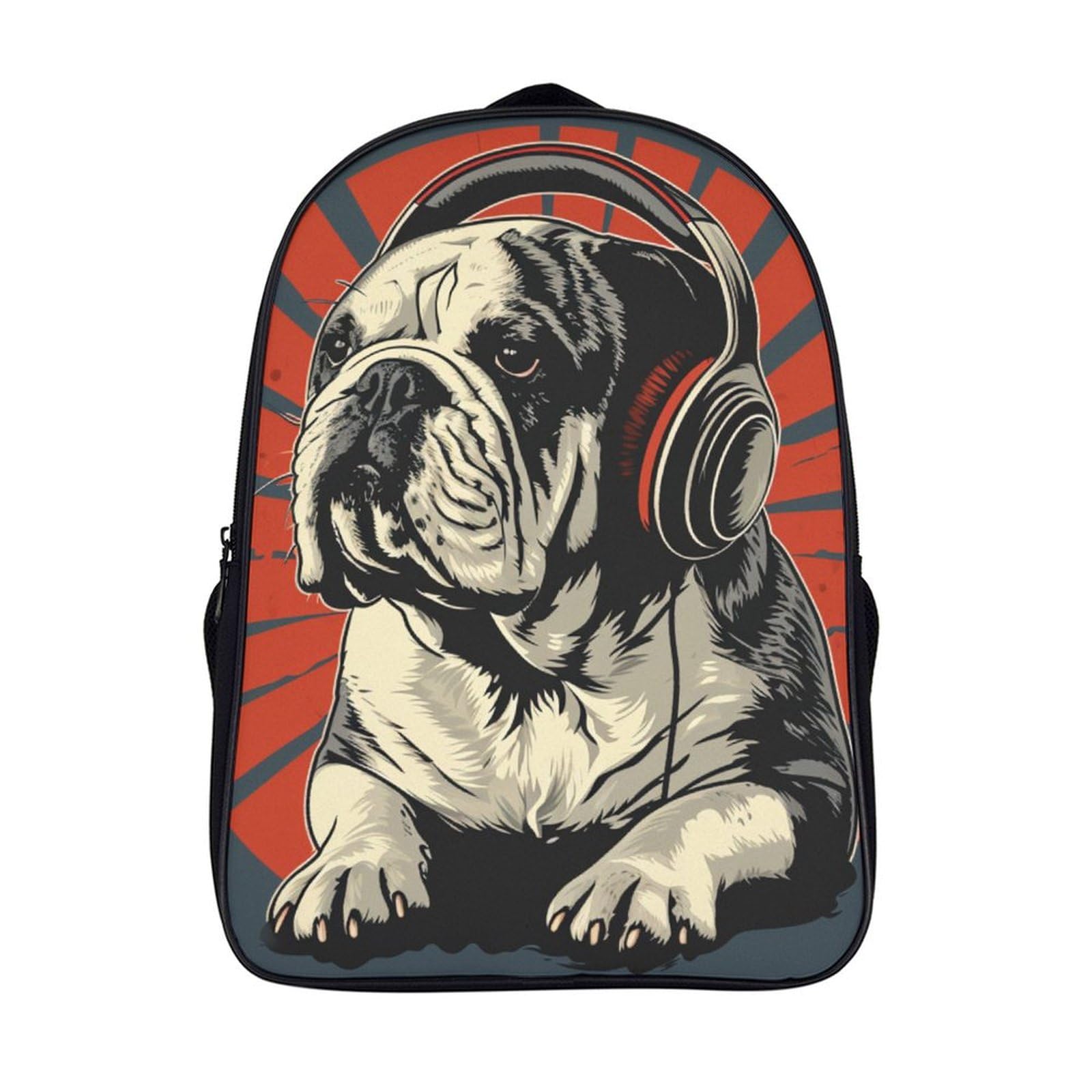 XIAOCHENG French Bulldog Escolar Mochila Entre Mochila Estampada Bolsa De Impermeable Respirable Material De Lienzo Poliéster Para Niños Niñas Estudiantes Adolescentes 40x28x16cm