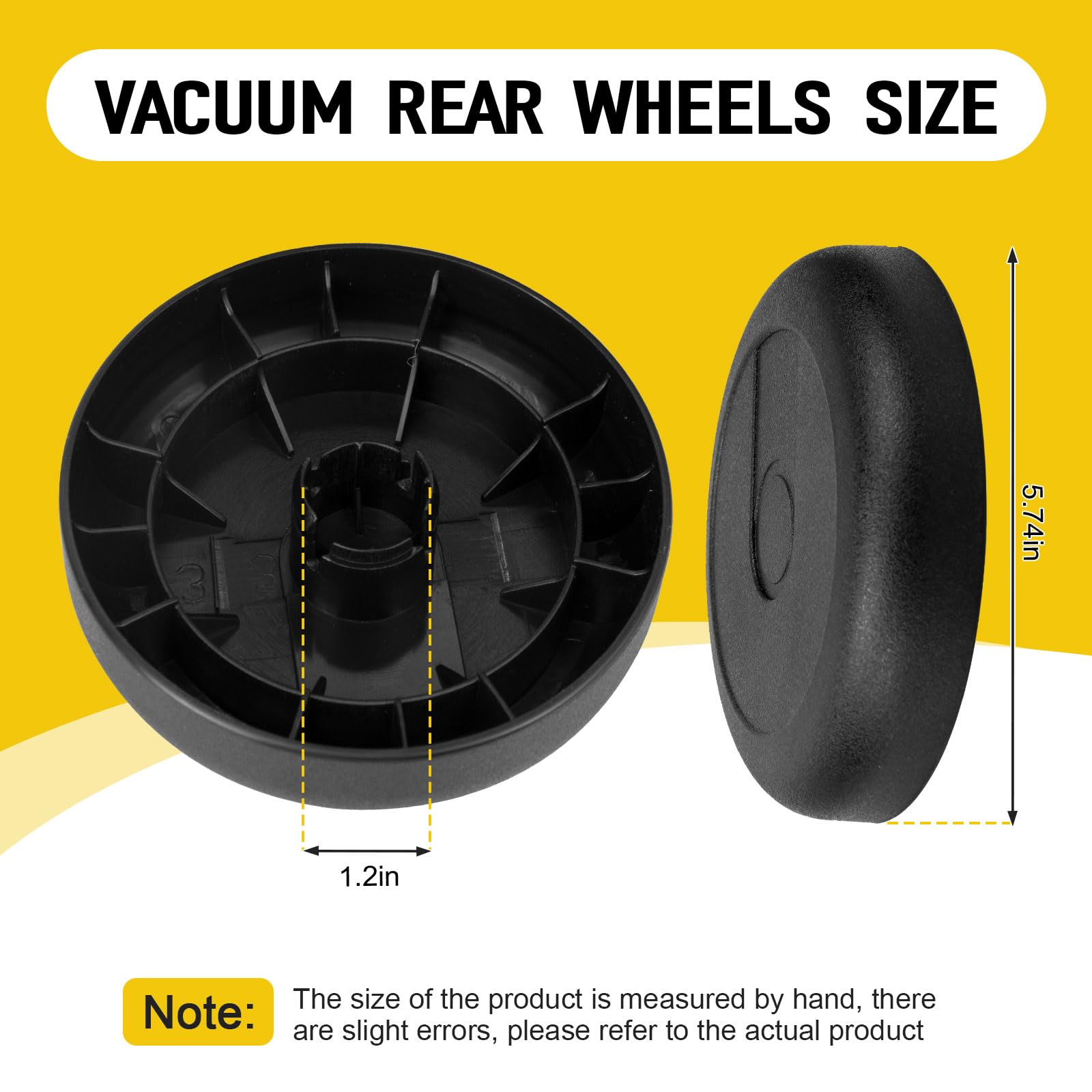 15409-119N Vacuum Rear Wheels Part for Eureka Mighty Mite 3600 Series Vacuums, SC3683, SC3686 and SC3681, Vacuum Cleaner Rear Wheel Replacement (2PACK) - 4