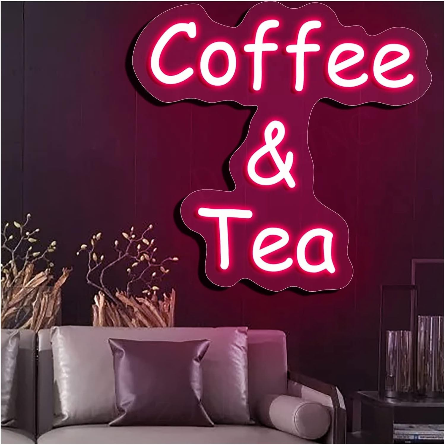 WaiDXn LED Neon Light Sign Coffee Tea Neon Signs Lights,for Coffee Bar Home Room Store Wall Decoration(56x56cm)