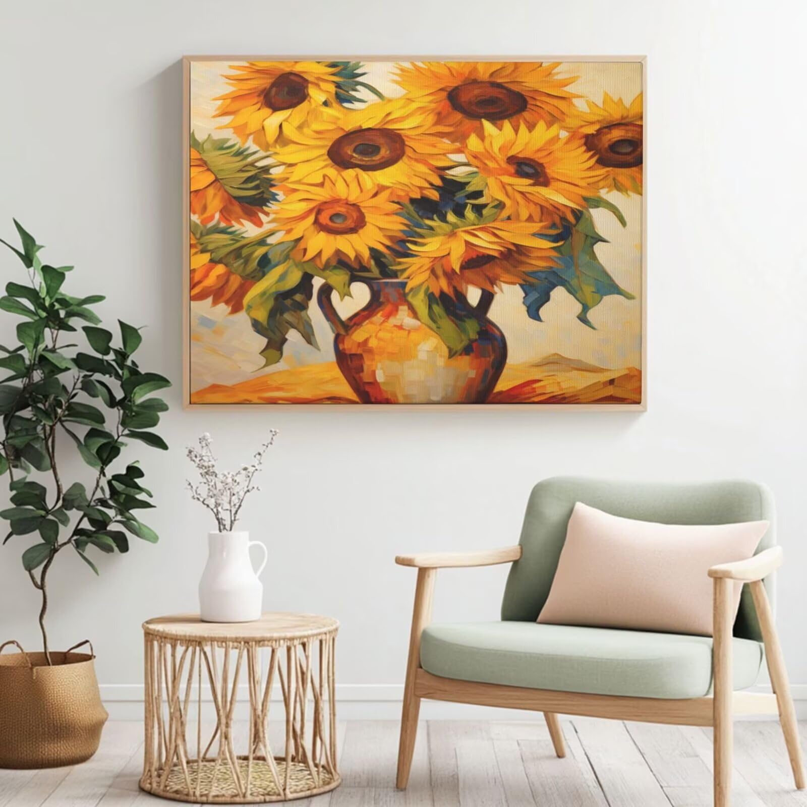 MK270 Malen-nach-Zahlen-Set für Erwachsene, Malen nach Zahlen, Motiv: Sonnenblume, Acrylfarbe nach Zahlen für Anfänger, Ölgemälde, Basteln für Heimdekoration, 120 x 90 cm, ohne Rahmen)