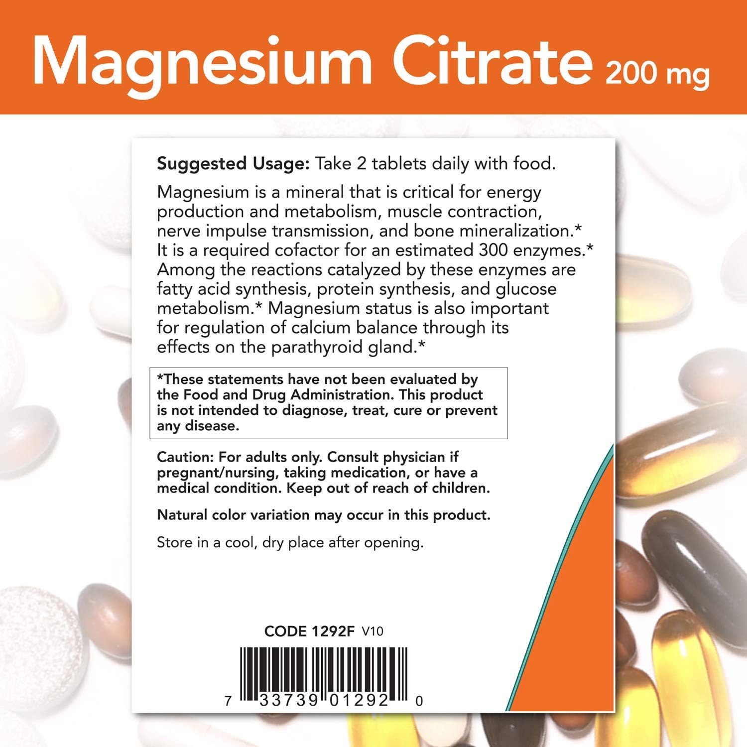 NOW Supplements, Magnesium Citrate 200 mg, Enzyme Function*, Nervous System Support*, 250 Tablets : Health & Household