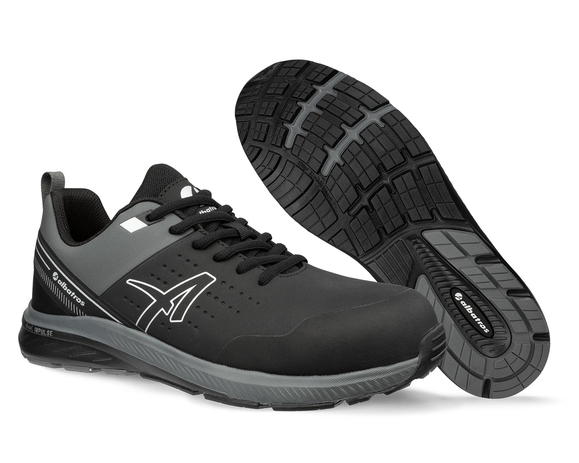 ALBATROS Vigor 2 Impulse Low S3S FO SR - Größe 36-47 - S3 Sicherheitsschuhe Herren & Damen – rutschfeste Arbeitsschuhe mit Fiberglaskappe – Safety Shoes in schwarz oder blau