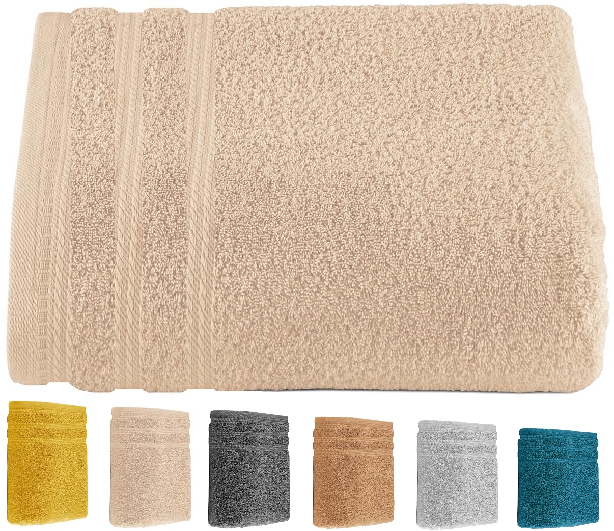 Luxury Jumbo Bath Sheets 800-GSM 100% Egyptian Cotton Super Soft Highly Absorbent Hotel Quality/Spa Towels Big Bath Towels for Bathroom (Cream, Bath Towel)
