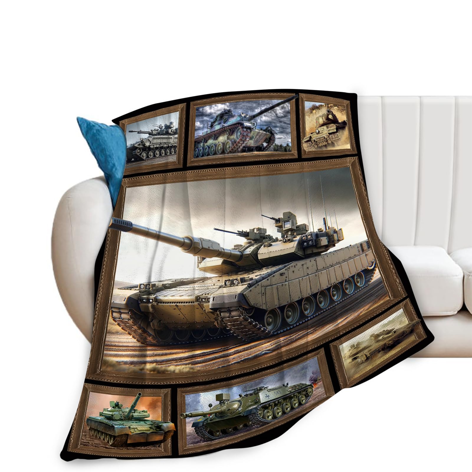 Tijuboni Military Tank Throw Blanket Army Gifts for Boys Men Girls Women Kids Adults Soft Flannel Fleece Blanket for Couch Sofa Bed Home Decor 40"x50"