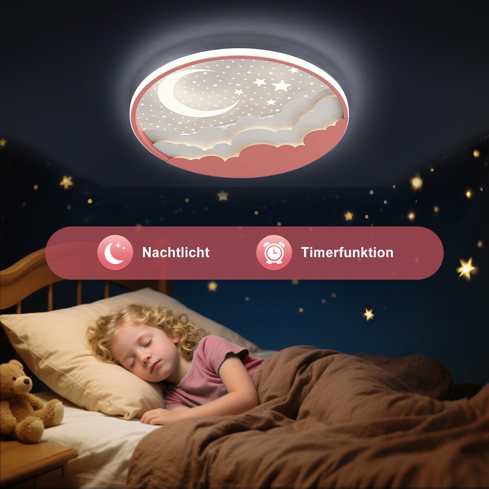 Lampara de Techo Infantil LED, 40cm Creativa Luz de Techo Infantil Dormitorio Regulable con Control Remoto APP, para Juvenil Niños y Niña