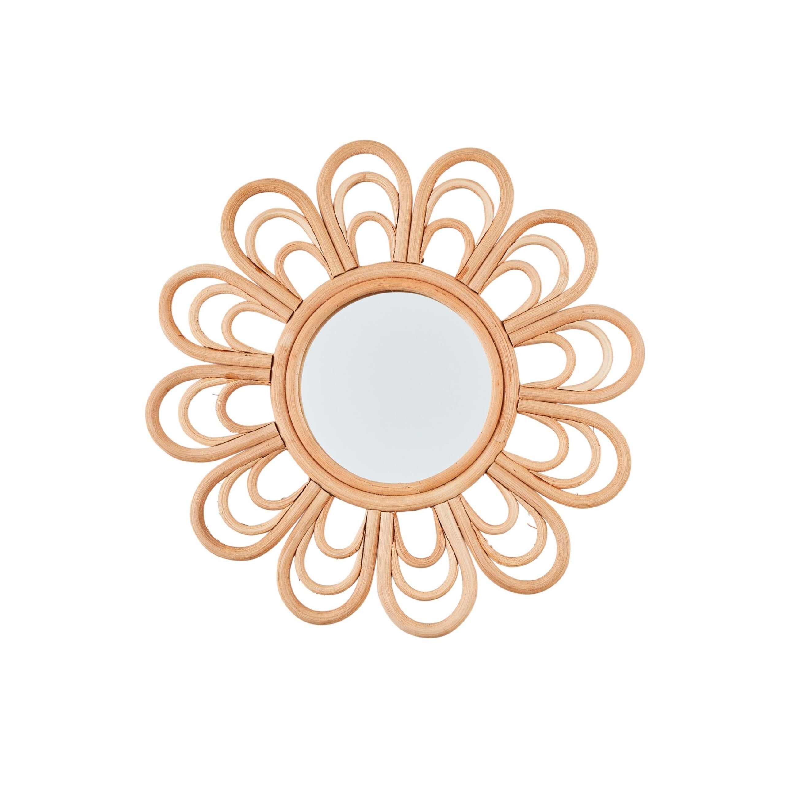 Miroir tissé en forme de fleur Mud Pie haut de gamme, miroir mural décoratif 30,5 cm