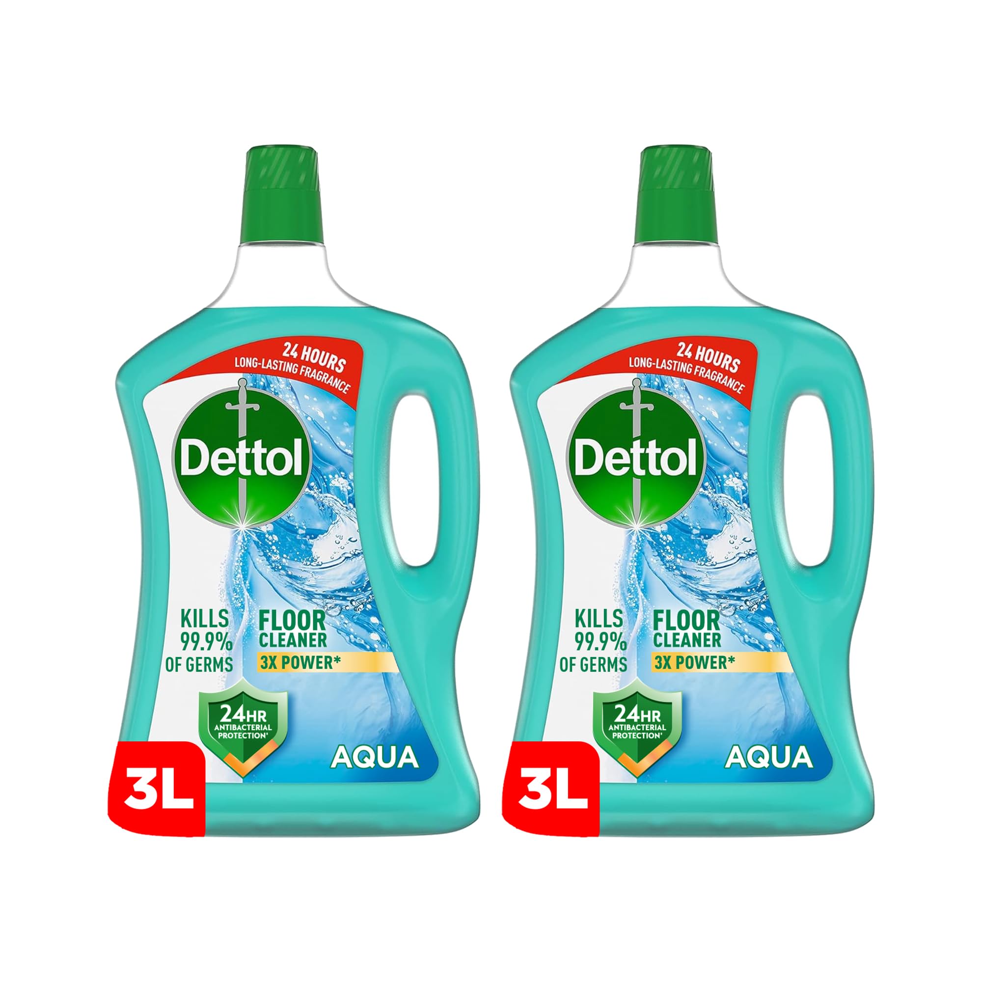 Dettol Antibacterial Power Floor Cleaner, Fresh Aqua Scent, 3L x 2