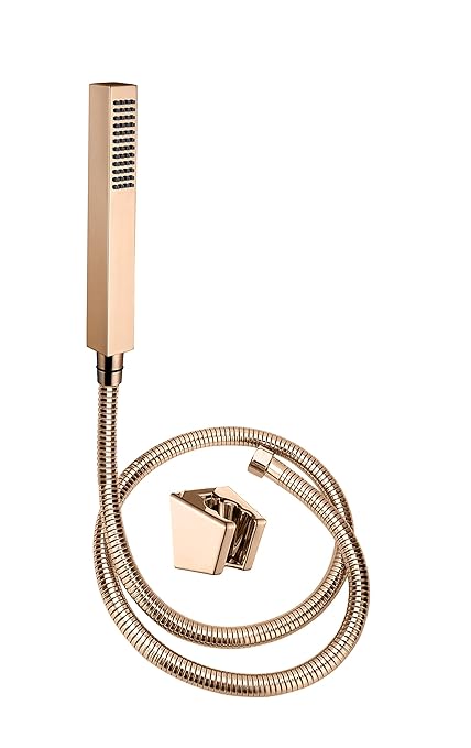 Aquieen Luxury Series Kubix Hand Shower with 1.5 Meter Shower Tube & Wall Hook (Rose Gold)