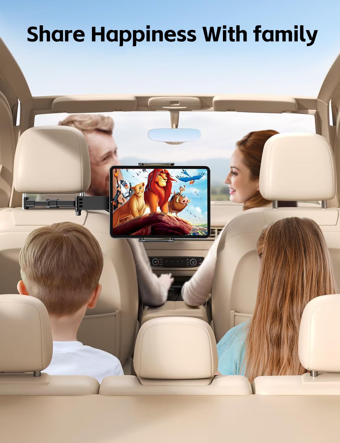 Wurycia Car Headrest Tablet Mount - Stretchable Arm iPad Car Holder for Kids, Galaxy Tab, iPad Pro 12.9/11, Air, Mini, Phones, 4.7-12.9" Devices - Image 4