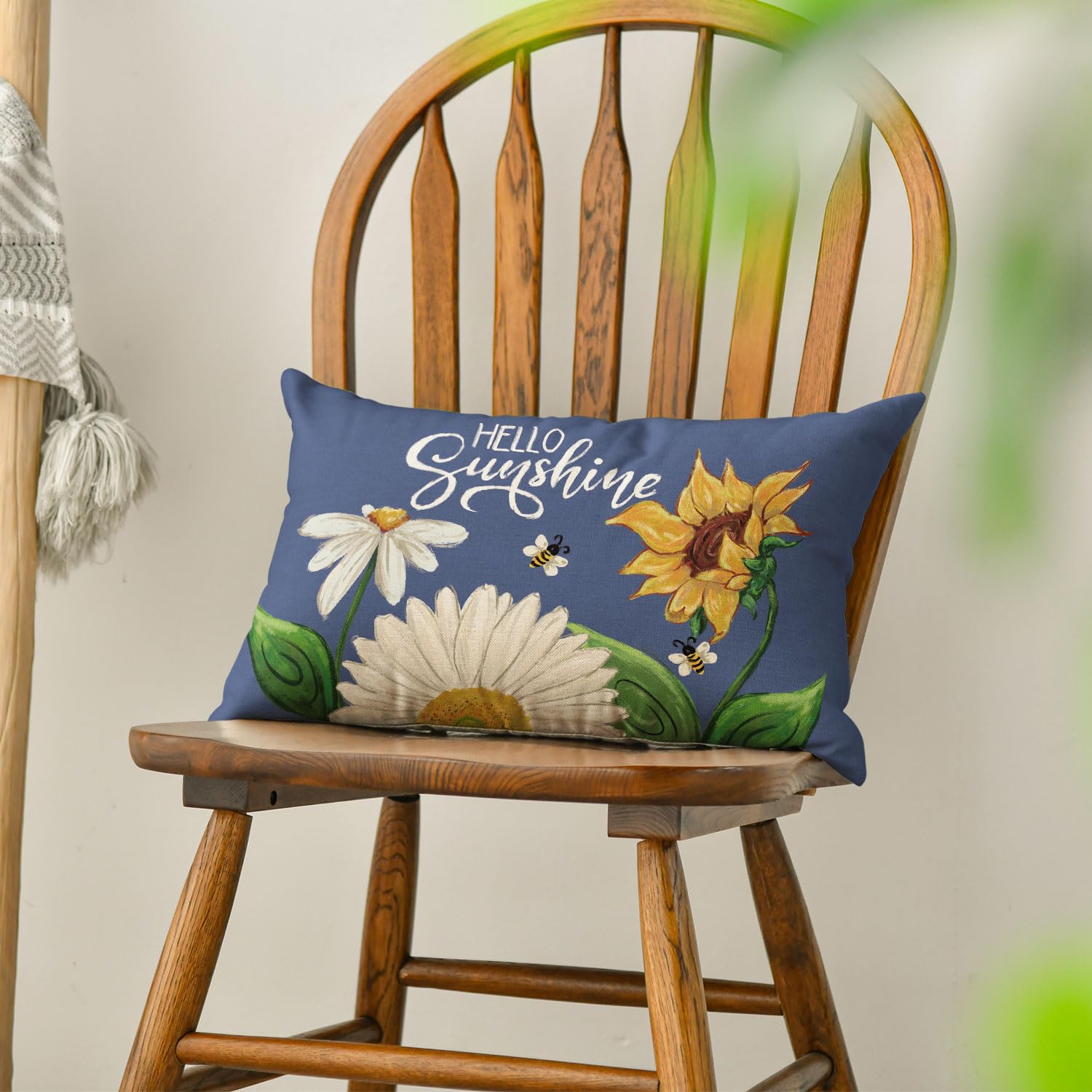 ASDCXZ Set di 4 federe per cuscino, colore giallo, 40 x 40 cm, in tessuto di lino e poliestere, motivo floreale, moderne, colore giallo e grigio
