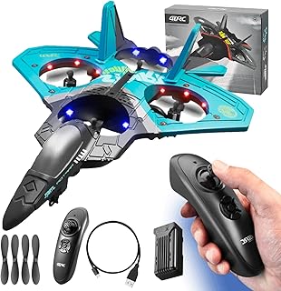 emudans V17 Fighter RC Aerobatic Aircraft Drones for Kids&Beginners,Four-Rotor Aircraft Toys with 4 Motors, 360°Stunt Roll, Gravity-Sensing Remote Control, 15 Minutes of Life, LED Color Lights