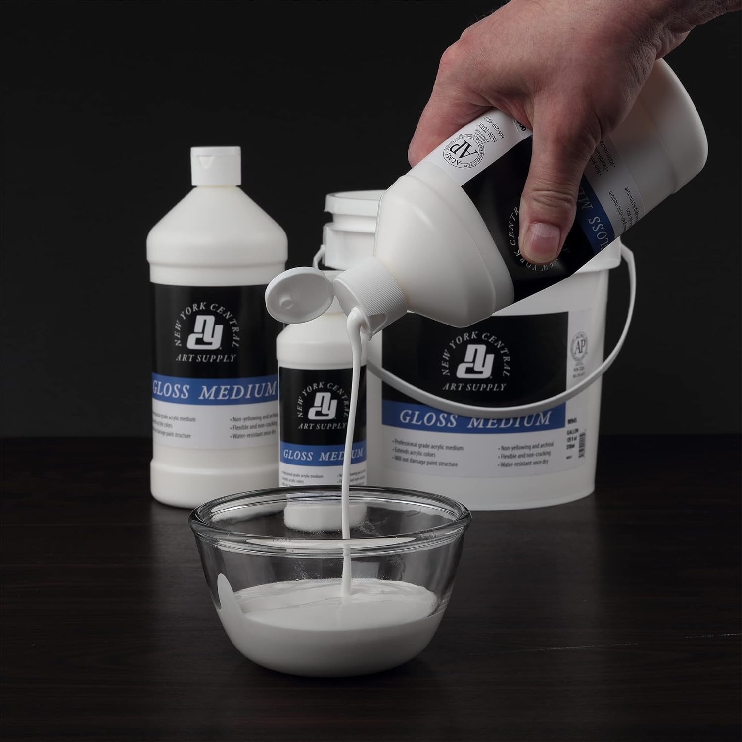New York Central Acrylic Mediums - Non-Cracking Professional Grade Paint Medium for Heavy Body Paint, Collage, Mixed Media, Photo Transfers & More! - [Gloss - GAllon]
