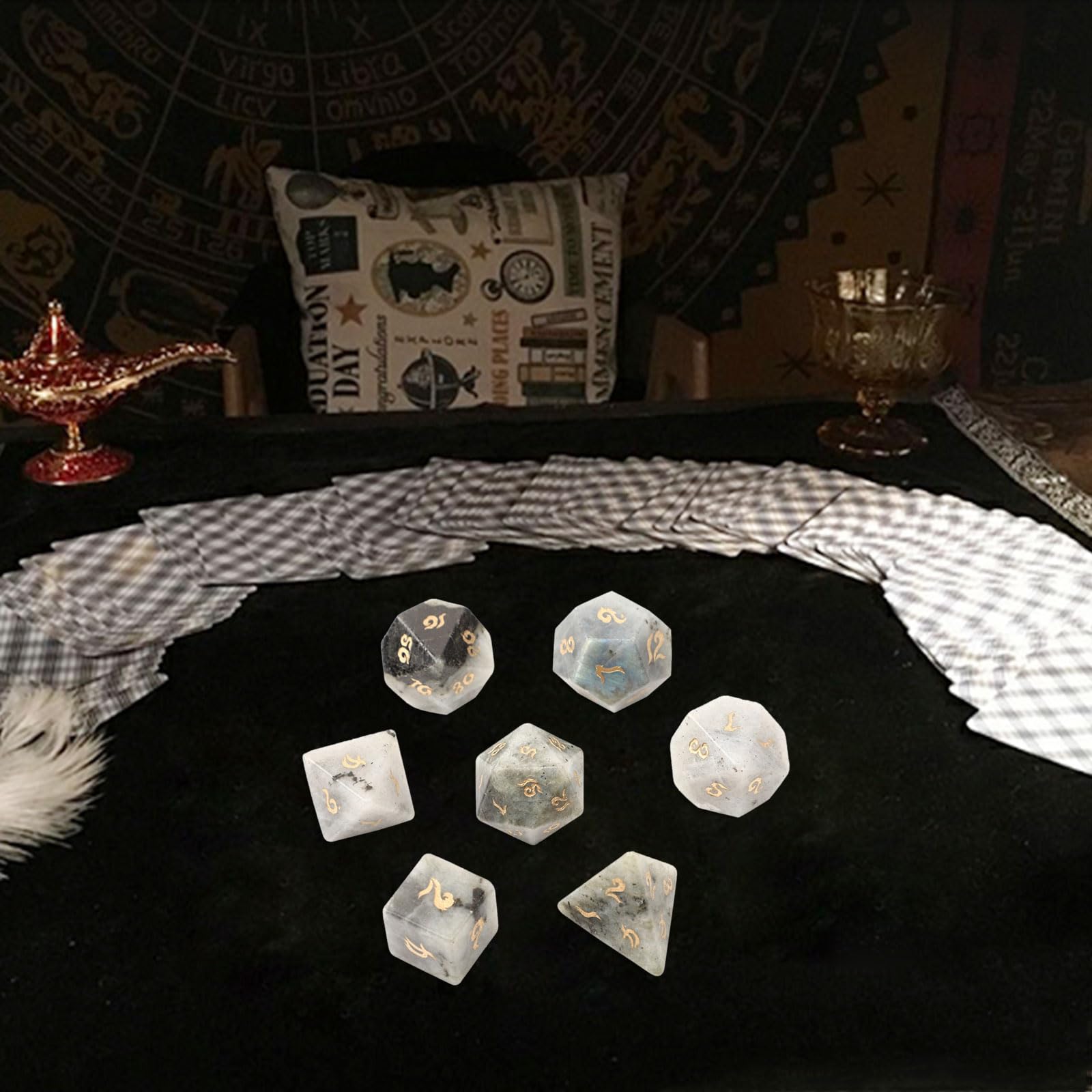 D4 D10 D12 D20 Número Dados poliédricos de Piedras, 7 Pcs