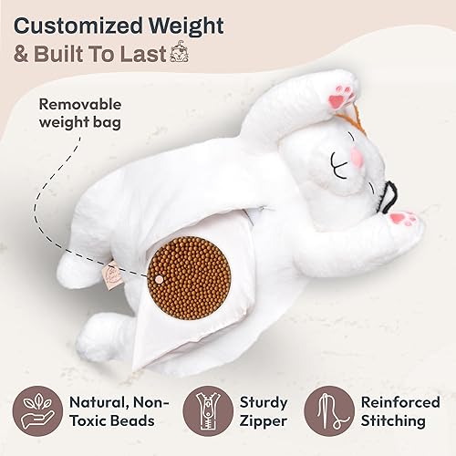 Miniatura 4 de Animal de peluche con peso, 5 libras, 20 pulgadas, animal de peluche grande para la ansiedad, animales de peluche con peso para microondas para