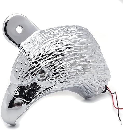 Miniatura 7 de HTTMT MT246-008-A- Cubierta de bocina de cabeza de águila cromada Compatible con Harley-Davidson de 1992 y más con montaje lateral "cencerro" y