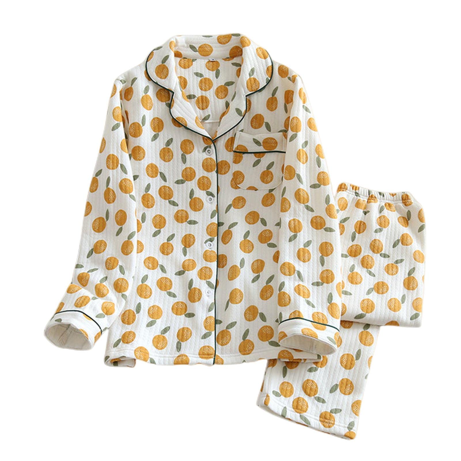 Pigiama Donna Signori da Donna Set da Cartone Animato per Gatto da Gatto Femminile 2 Pezzi Camicia A Torni in Giù+Pantaloni Comodo Natura Abbigliamento da Sonno