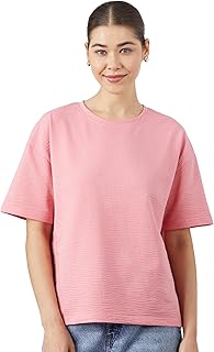 Amazon Brand - Symbol Women's Oversized Textured T-Shirt | Seersucker (Available in Plus Sizes) Price In India