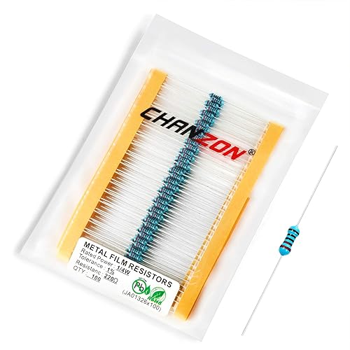 Vista 670 de Chanzon 100pcs 1/4W (0.25W) 33K Ω ohmios Resistencia fija de película metálica 0.01 ±1% Tolerancia 33KR MF Resistencias de orificio pasante