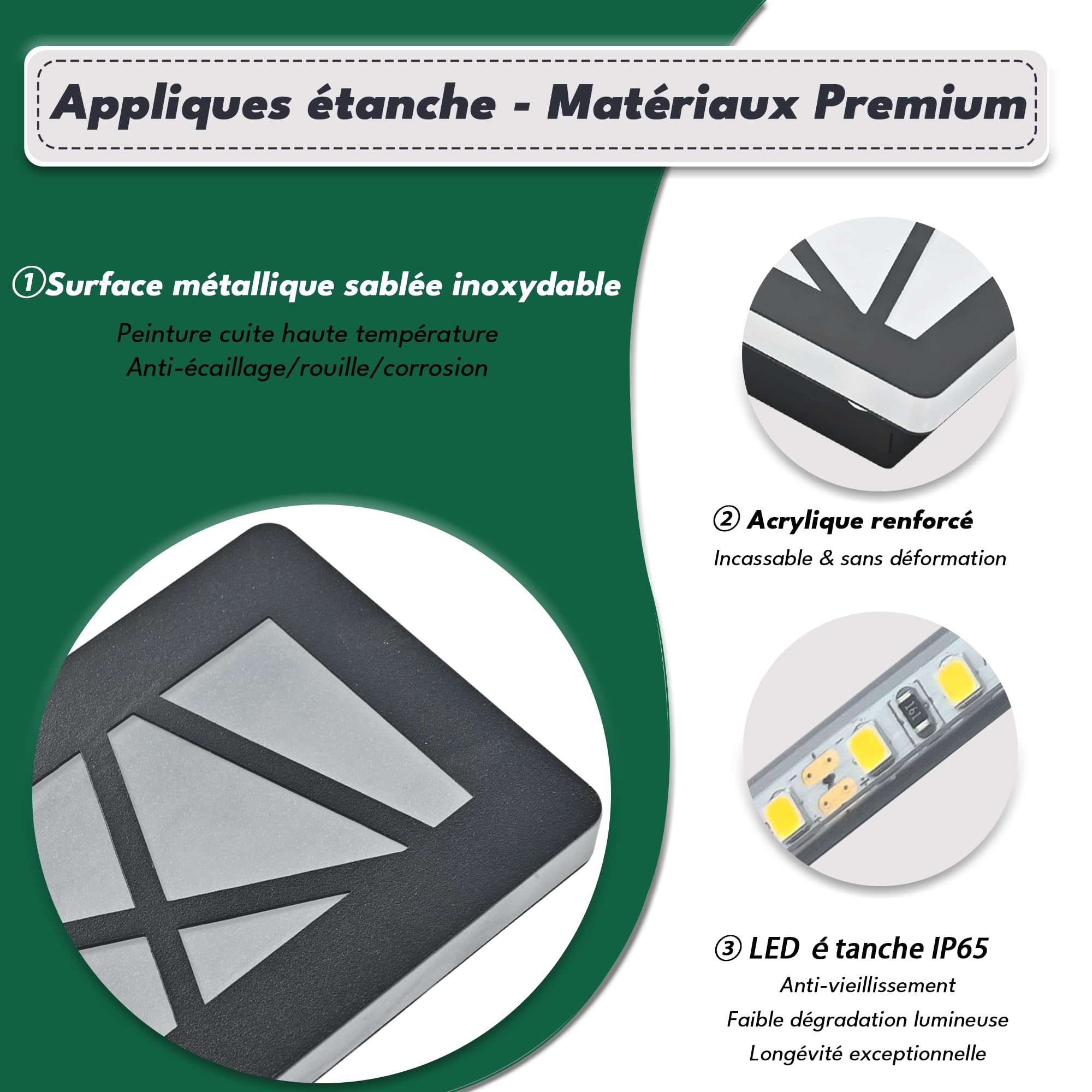 Lampada da parete per esterni a LED, impermeabile, IP65, 14 W, colore: Nero