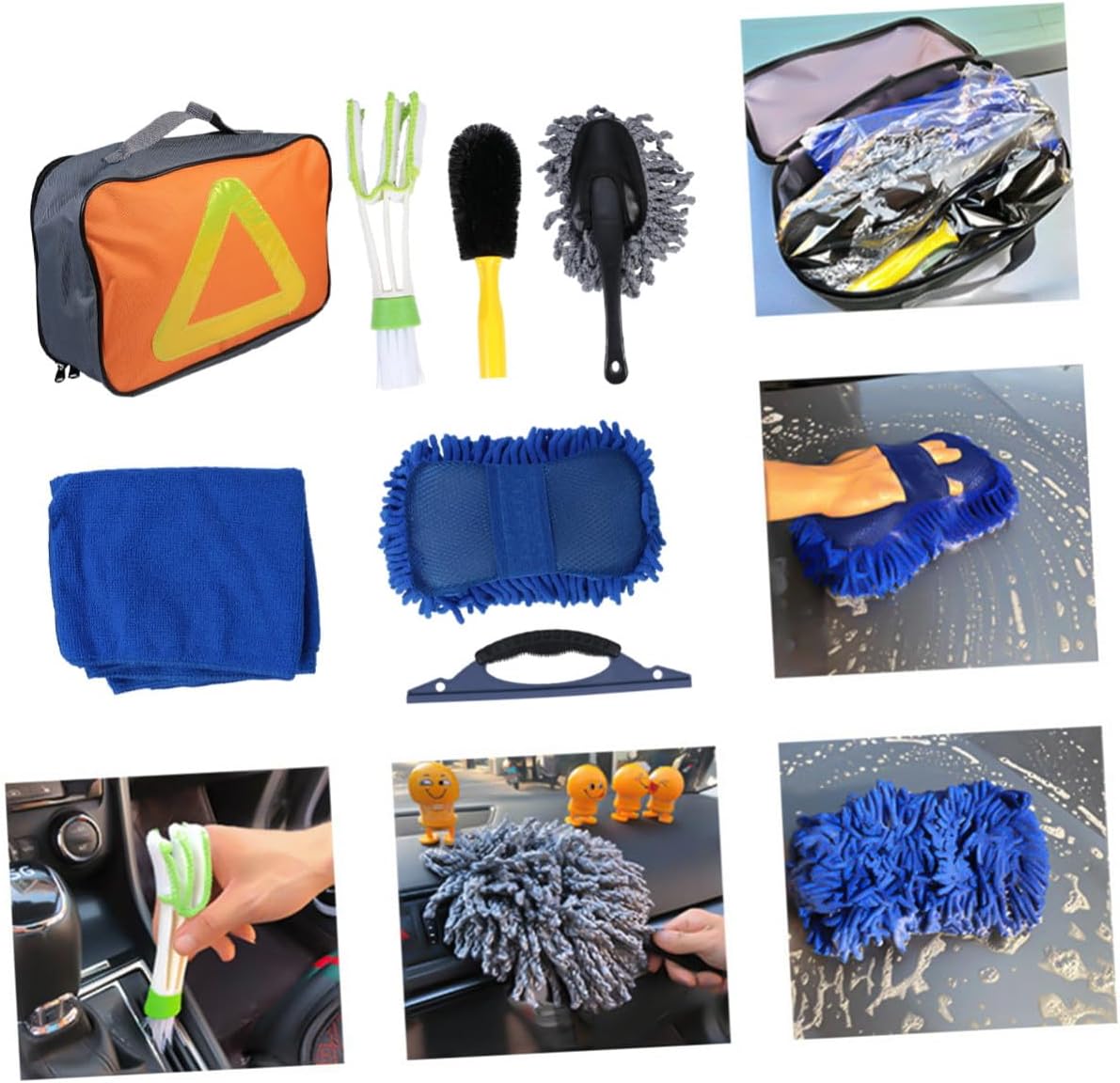 NUOBESTY Car Cleaning Gadget and Supplies 7pcs Tool Kit for Vehicle Washing and Detailing, Portable Car Wash Equipment Set for Exterior and Interior Care