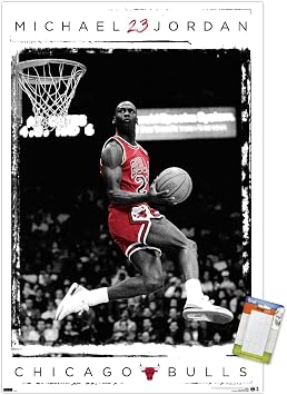 Trends International Michael Jordan - Dunk Wall Poster, 14.725" x 22.375", Premium Poster & Mount Bundle