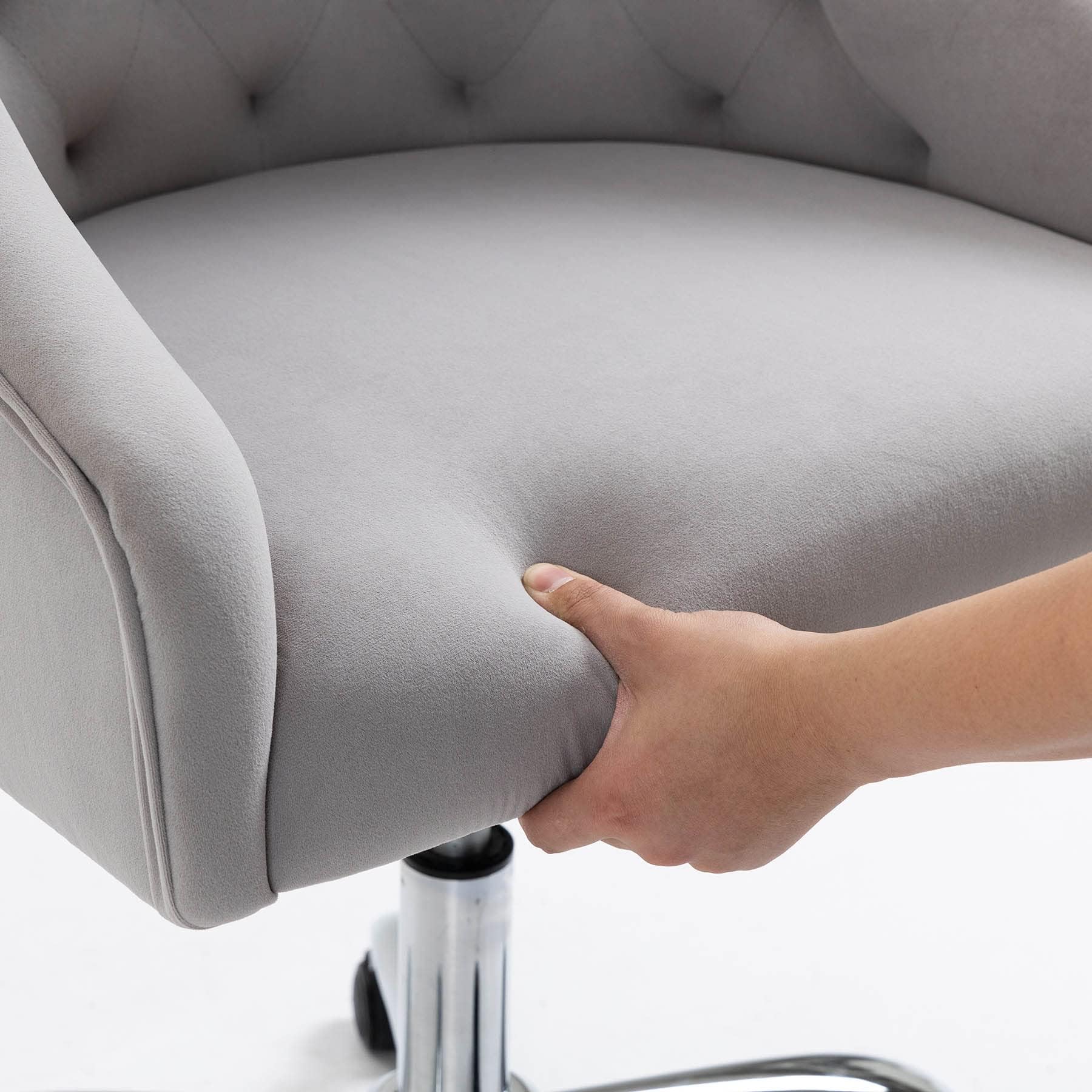 Chaise de bureau en velours, Chaise de bureau ergonomique en velours avec roulettes, Chaise pivotante réglable en hauteur pour table de maquillage pour bureau à domicile & filles, fauteuil