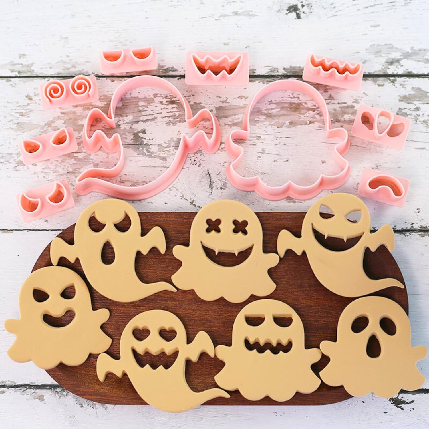 Set 10 Formine Halloween Per Biscotti - Fantasmi 3D, Plastica Alimentare, 64 Combinazioni