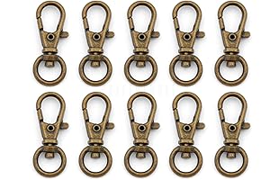 CRAFTMEMORE 50 Pack Multipurpose Antique Brass Metal Lobster Claw Clasp PLTN Swivel...