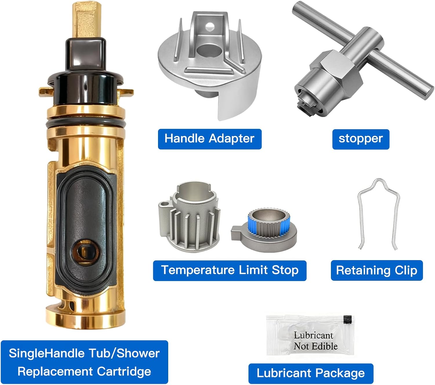 Replacement Cartridge with Updated Metal 116653 Handle Adapter Kit and Removal Tool 104421 for Moen, Replacement Compatible with Moen Tub Shower,Compatible with One Hanlde Faucet,All Metal