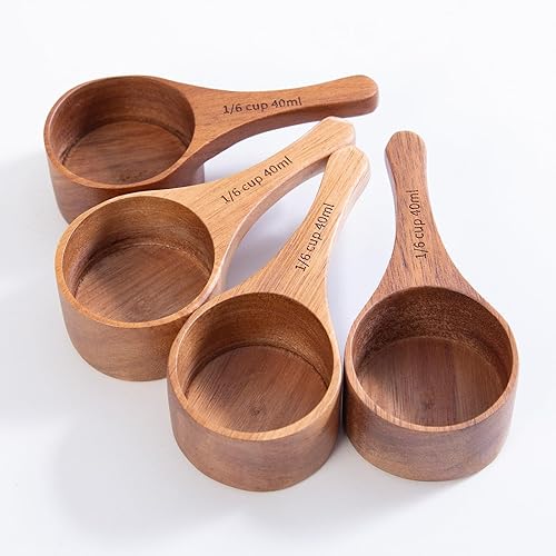 GinSent Cuchara de café de madera, 4 cucharas medidoras pequeñas para café molido, té, azúcar, condimentos, cuchara de madera multiusos para tarros,